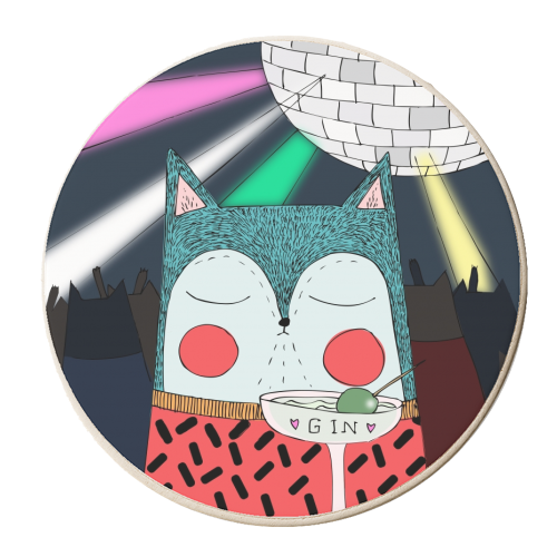 DISCO CAT - personalised beer coaster by Nichola Cowdery
