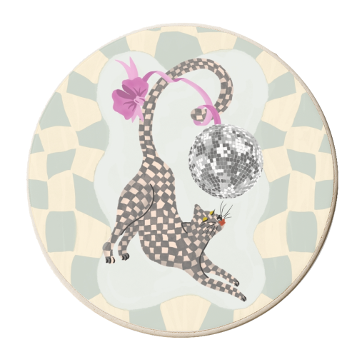 Disco-check Cat - personalised beer coaster by Steph Pryor