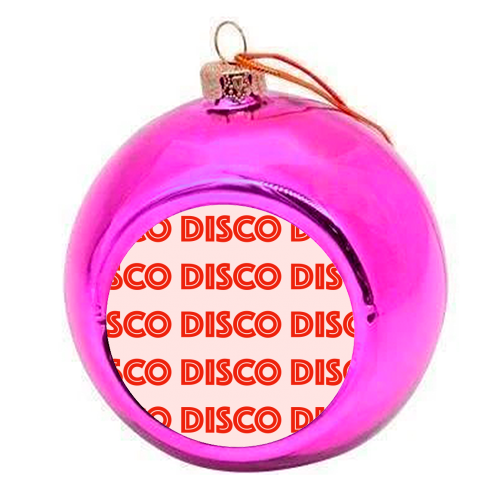 Disco Typography Pattern (Red/coral) - colourful christmas bauble by Adam Regester