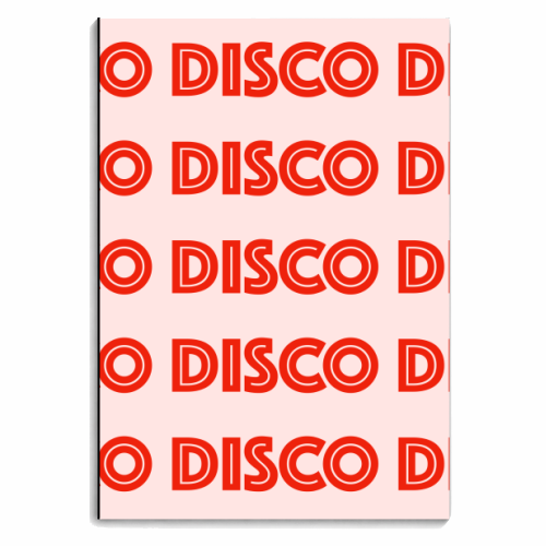 Disco Typography Pattern (Red/coral) - personalised A4, A5, A6 notebook by Adam Regester