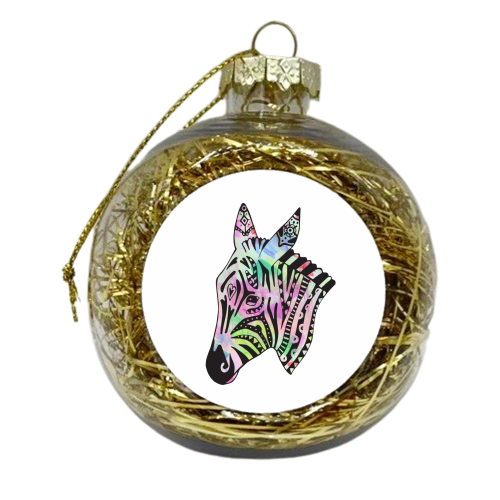 Disco Zebra - xmas bauble by Cassie Swindlehurst
