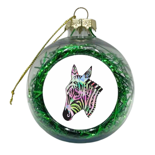 Disco Zebra - xmas bauble by Cassie Swindlehurst