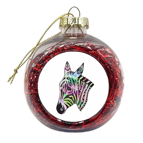 Disco Zebra - xmas bauble by Cassie Swindlehurst