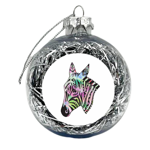 Disco Zebra - xmas bauble by Cassie Swindlehurst