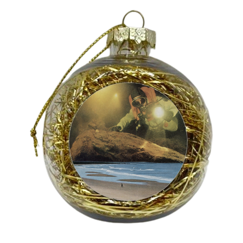 Diver at the beach - xmas bauble by Maya Land