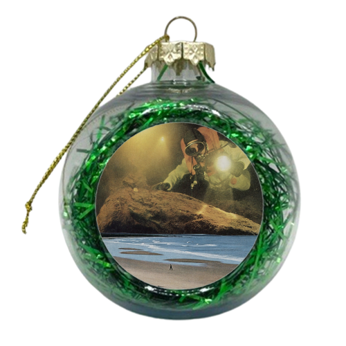 Diver at the beach - xmas bauble by Maya Land