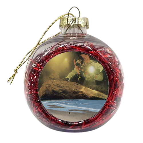 Diver at the beach - xmas bauble by Maya Land