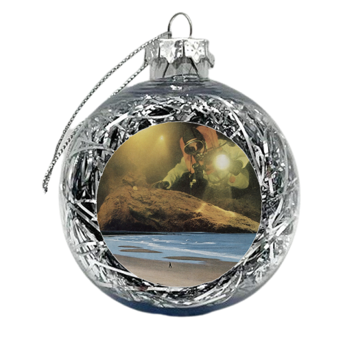 Diver at the beach - xmas bauble by Maya Land