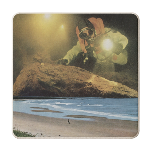 Diver at the beach - personalised beer coaster by Maya Land