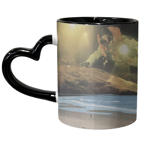 Diver at the beach - unique mug by Maya Land