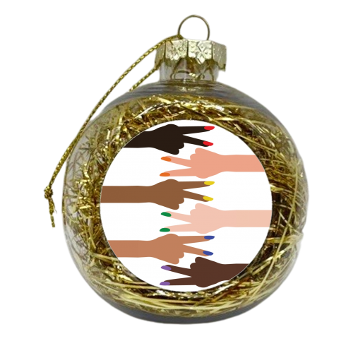 Diversity Sideways Peace Signs - xmas bauble by Toni Scott