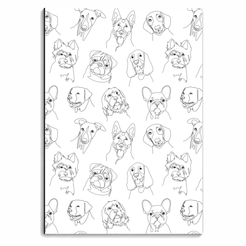 Dog breeds single line repeating pattern - personalised A4, A5, A6 notebook by The Girl Next Draw