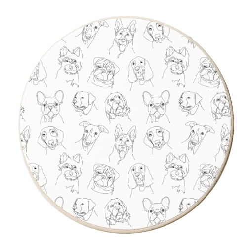 Dog breeds single line repeating pattern - personalised beer coaster by The Girl Next Draw