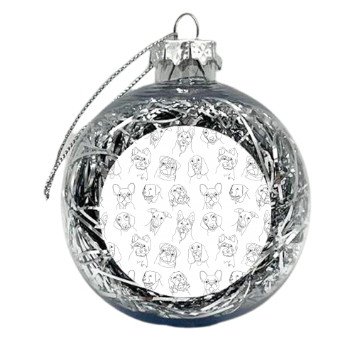 Dog breeds single line repeating pattern - xmas bauble by The Girl Next Draw