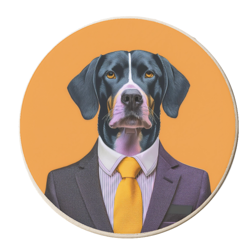 Dog In A Smart Suit - personalised beer coaster by Adam Regester