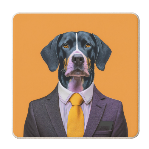 Dog In A Smart Suit - personalised beer coaster by Adam Regester