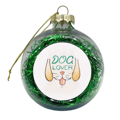 Dog Lover - Watercolour Illustration of Dog Mouth, Tongue, Nose and Whiskers With Calligraphy Letter - xmas bauble by A Rose Cast - Karen Murray