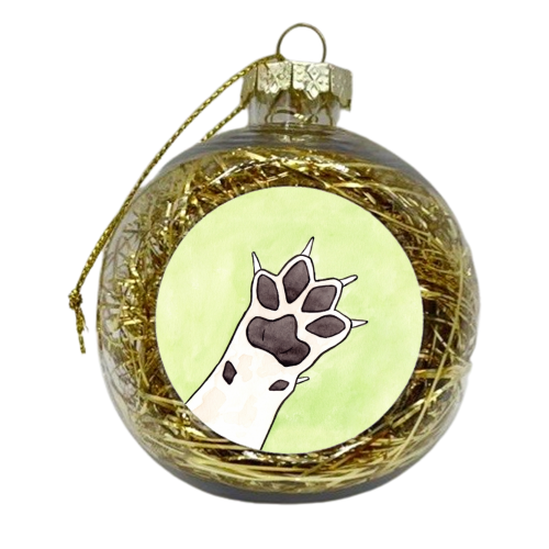 Dog Paw - Watercolour Illustration of a Grey Dog Paw - xmas bauble by A Rose Cast - Karen Murray