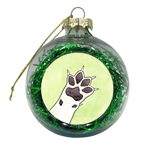 Dog Paw - Watercolour Illustration of a Grey Dog Paw - xmas bauble by A Rose Cast - Karen Murray