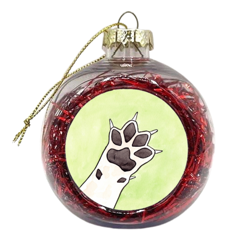 Dog Paw - Watercolour Illustration of a Grey Dog Paw - xmas bauble by A Rose Cast - Karen Murray