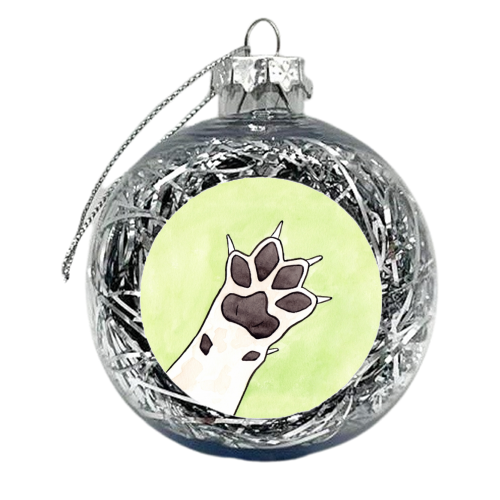 Dog Paw - Watercolour Illustration of a Grey Dog Paw - xmas bauble by A Rose Cast - Karen Murray