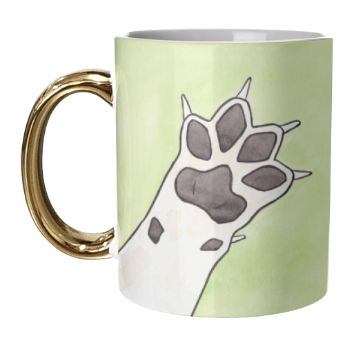Dog Paw - Watercolour Illustration of a Grey Dog Paw - unique mug by A Rose Cast - Karen Murray