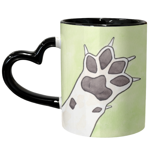 Dog Paw - Watercolour Illustration of a Grey Dog Paw - unique mug by A Rose Cast - Karen Murray
