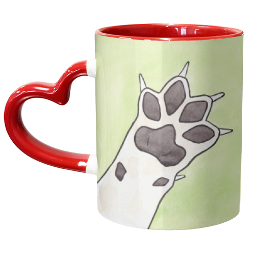 Dog Paw - Watercolour Illustration of a Grey Dog Paw - unique mug by A Rose Cast - Karen Murray