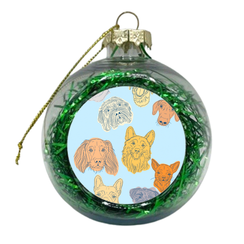 Dog Portrait Illustration Pattern - xmas bauble by Adam Regester