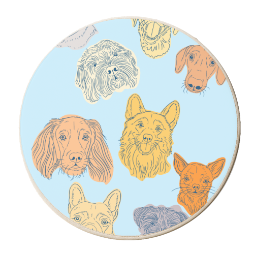 Dog Portrait Illustration Pattern - personalised beer coaster by Adam Regester