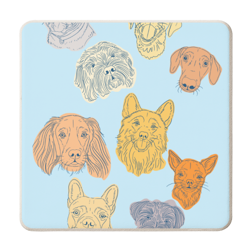 Dog Portrait Illustration Pattern - personalised beer coaster by Adam Regester