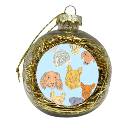 Dog Portrait Illustration Pattern - xmas bauble by Adam Regester