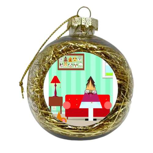 Dog Poster - xmas bauble by Maria Cox