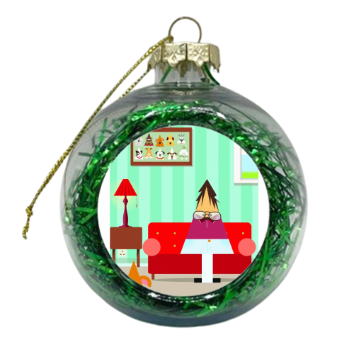 Dog Poster - xmas bauble by Maria Cox