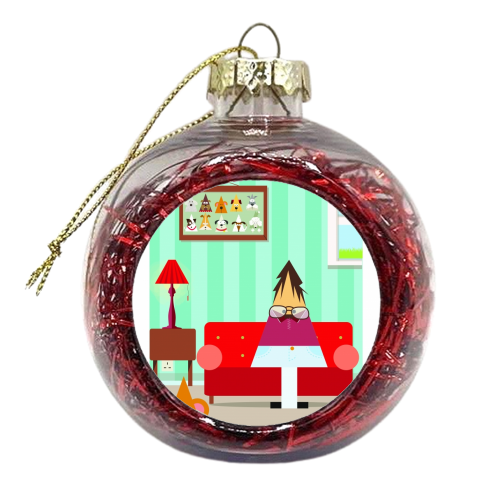 Dog Poster - xmas bauble by Maria Cox