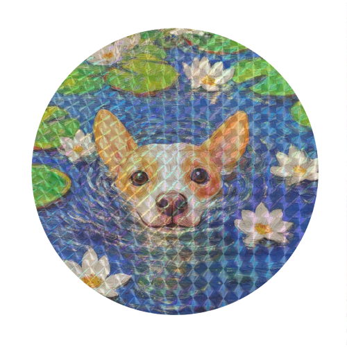 Dog swimming in lake - Circle Sticker by DejaReve