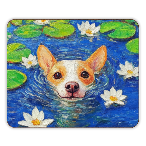 Dog swimming in lake - designer placemat by DejaReve