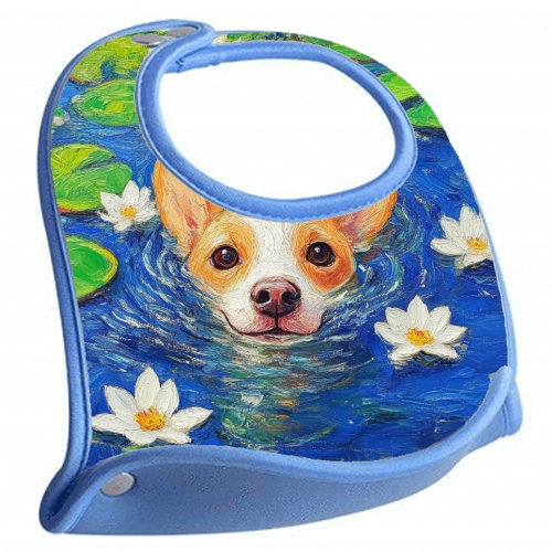 Dog swimming in lake - feeding bib by DejaReve