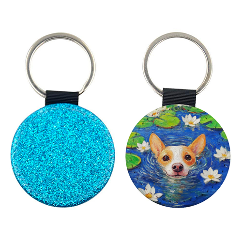 Dog swimming in lake - keyring by DejaReve