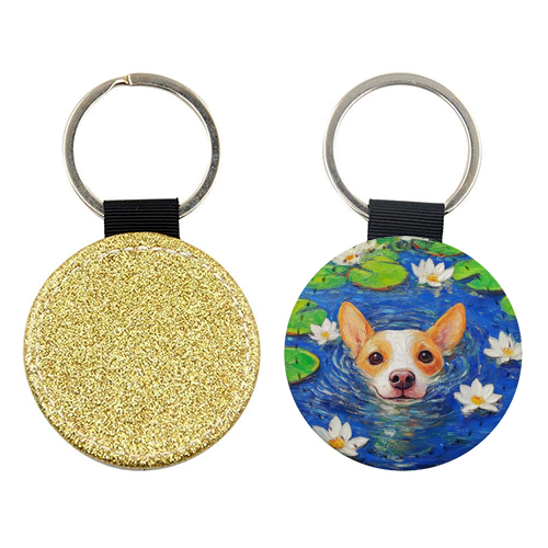 Dog swimming in lake - keyring by DejaReve
