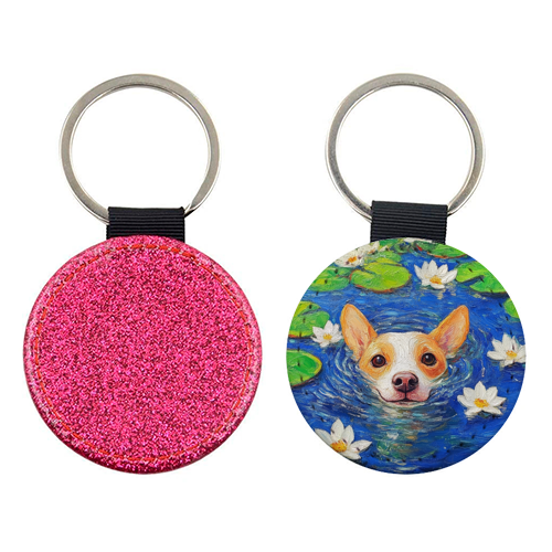Dog swimming in lake - keyring by DejaReve