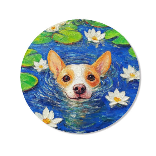 Dog swimming in lake - Magnet by DejaReve