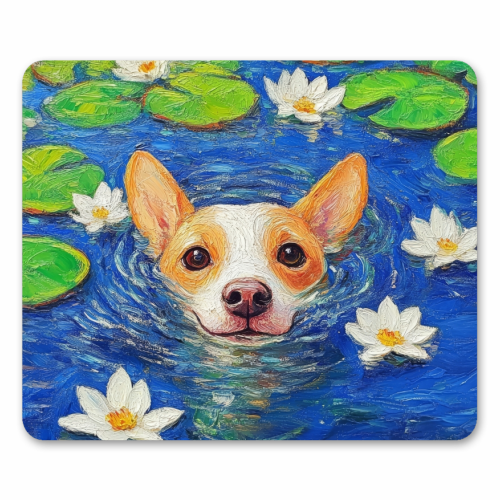 Dog swimming in lake - mouse mat by DejaReve