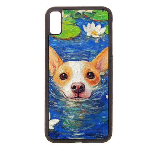 Dog swimming in lake - stylish phone case by DejaReve