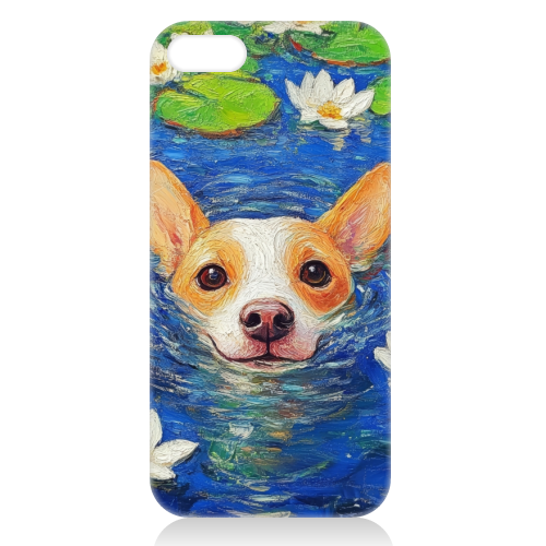 Dog swimming in lake - unique phone case by DejaReve