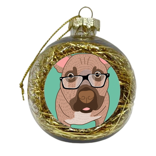dog with glasses - xmas bauble by ainsley wilson