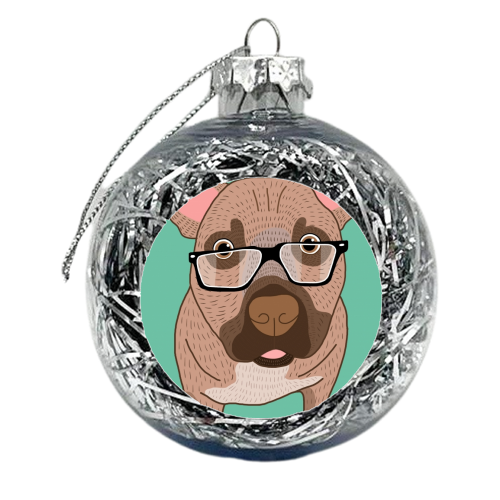 dog with glasses - xmas bauble by ainsley wilson
