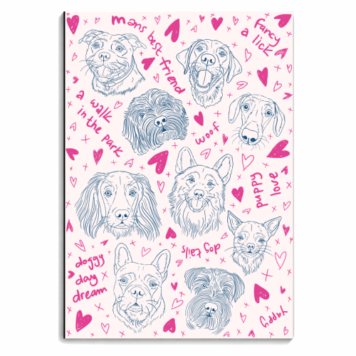 Doggy Pals Hearts & Kisses - personalised A4, A5, A6 notebook by Adam Regester
