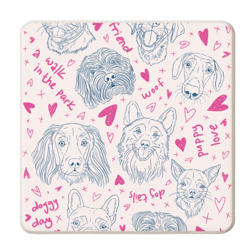 Doggy Pals Hearts & Kisses - personalised beer coaster by Adam Regester