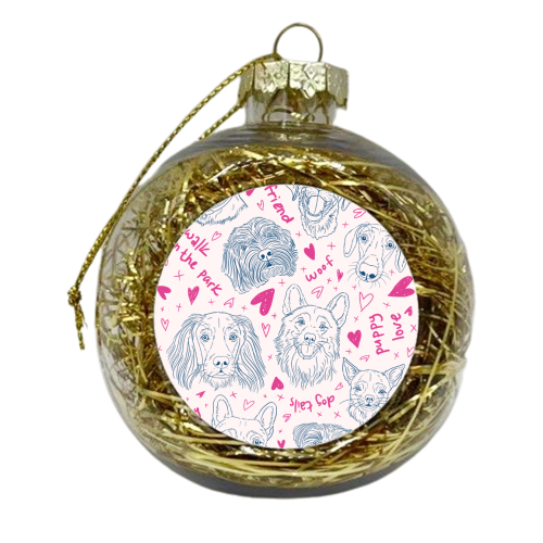 Doggy Pals Hearts & Kisses - xmas bauble by Adam Regester